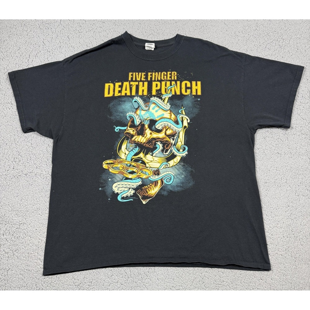 Five Finger Death Punch Shirt Mens 2XL Black Skull‎ Tentacle Graphic Band Tee